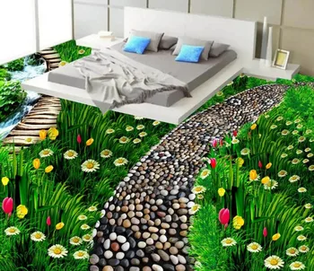красиви пейзажи, 3d тапети подови боядисване тапети на Цветя зелен билков натурален пол