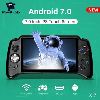 Powkiddy Android 7,0 Преносими игрови Конзоли X17 7,0-Инчов IPS Сензорен екран MTK 8163 Четириядрен 2G RAM 32G ROM Джойстик Ретро Игри