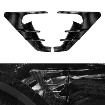 1 Чифт Предното Ляво Дясно Крило Помещение Странична Защитна Капачка Тапицерия От Въглеродни Влакна Стил Лъскаво Черен Подходящ За Tesla, Модел 3 Y 2021