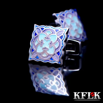 KFLK Луксозни ризи копчета за ръкавели за мъже Подаръци Маркови копчета за копчета Сини емайл копчета за ръкавели Високо Качество abotoaduras Дизайнерски Бижута