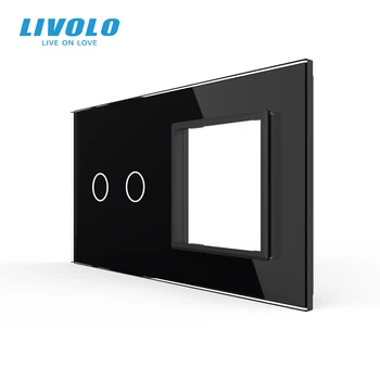 Нов Livolo стандарт на ЕС, Луксозен Бели Перли, Кристално стъкло, 151 mm * 80 mm, 2 банди и 1 Рамка, Стъклен панел, VL-C7-C2/SR-11 за ключа си САМ