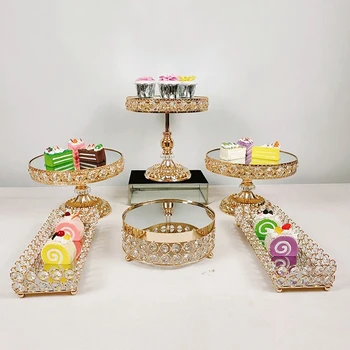 8шт Златен клас гальванический огледален стойка за торта метален багажник за сватбената торта тава за торта