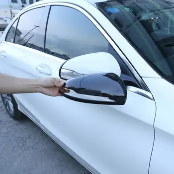 2 бр. Въглеродни Влакна Стил ABS Всичко Включено Външно Огледало за Обратно виждане Шапки Накладки за Mercedes Benz Нов C E S Class GLC Клас Acces