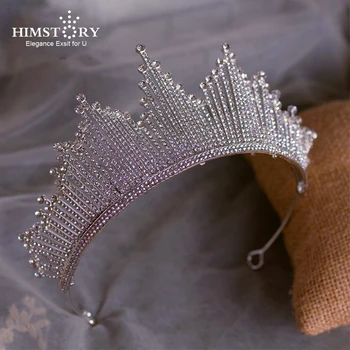 HIMSTORY високо качество на Супер Блестящи Кристали и Кристални Диадеми на Короната на Сватбени Накити За Косата Аксесоар