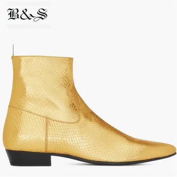 Черни и Улични Мъжки Обувки Wyatt от естествена кожа с Остри пръсти, Луксозни Мъжки Обувки От Телешка Кожа със Златен Змеиным Модел, Нов Дизайнерски Обувки Ephesus
