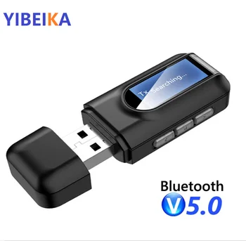 5,0 Bluetooth Адаптер Безжичен LCD Дисплей USB Bluetooth Приемник Музикален Аудио Предавател за PC TV Колата 3.5 мм AUX Adaptador