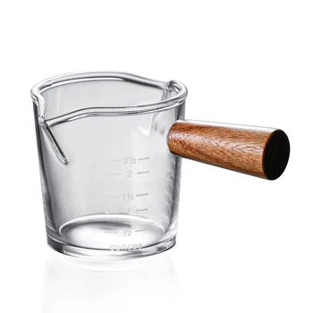 Топлоустойчива стъклена мерителна чаша С Мащаба на Млечен чаша с Дървена Дръжка Високи Чаши borosilicate стъкло