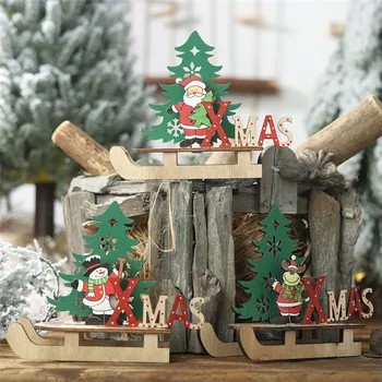 Дървена Дядо Коледа Коледна Украса за Дома, Снежен човек, Коледни Декорации Навидад Нова Година 2021 Noel Десктоп Украса