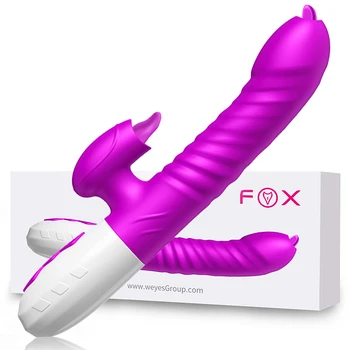 Вибратори за Жени Анален Вагинален Стимулатор на Клитора 18 Секс-Играчки За Възрастни Двойна Език Вибриращ Вибратор Телескопична Въртяща Смучене
