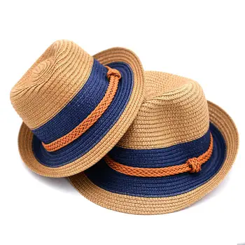 Мъжка лятна шапка за родители и деца, Модерен Сламена шапка за пътуване в корейски стил, Лятна универсална градинска Мода красива мъжка Шапка-цилиндър