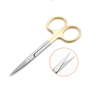 11,5 см Златна Дръжка Експрес-Ножици Директни Ножици/Извити Ножици Офталмологични Фини Козметични Ножици, Ножици За отстраняване на бои