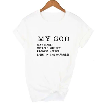 Way Maker Чудотворец Моят Бог Тениска Християнска Дамски Годишна Женска тениска С Къс Ръкав Вяра Графична тениска Топ Женски