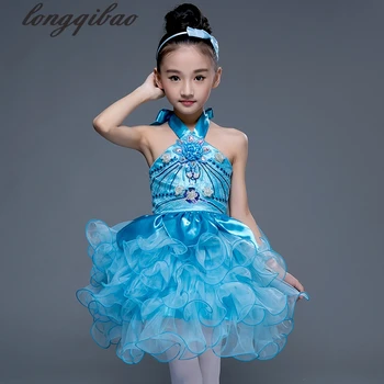2017 модерна нова детска пола за танци, облекла за изказвания, детска пола принцеса от прежди с пайети рокля TB7067
