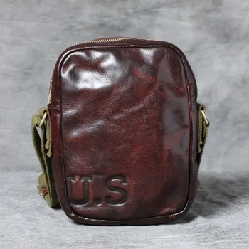 AETOO Ретро ежедневна чанта през рамо, в стила на първия слой cowhand на едното рамо Ami Хакове, мъжка кожена мини-раница, нагрудная чанта за мобилен телефон
