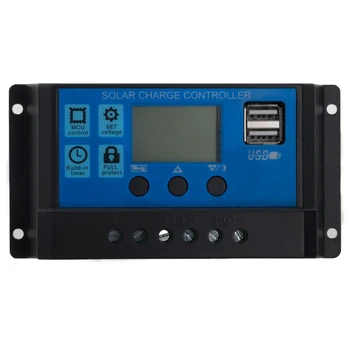 Контролер за Зареждане на Слънчева Батерия 12 v/24 В 10/20/30A PWM Auto 5 В производството на Слънчеви панели, Батерии Контролер Регулатор С Двоен USB с LCD Дисплей