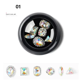 1 Кутия Смесени 3D Кристали и Бижута За Дизайн на Ноктите Кристални Скъпоценни Камъни, Бижута от Злато AB Блестящи Камъни Чар Стъкло DIY Аксесоари За Маникюр