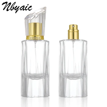 Nbyaic 1 бр., 50 мл, благородна бутилка от кристално стъкло, флакон за парфюм, спрей с диамантена капак, празна бутилка за парфюми