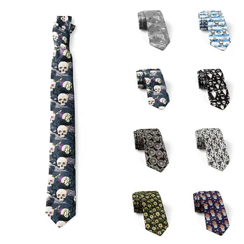 Класически Вратовръзки 8 см, с Принтом Черепи за Мъже, Вратовръзка от Полиестер Райе, Клетчатая Клетка, Новост, Бизнес Вратовръзка за Мъжете, Вечерни Вратовръзки