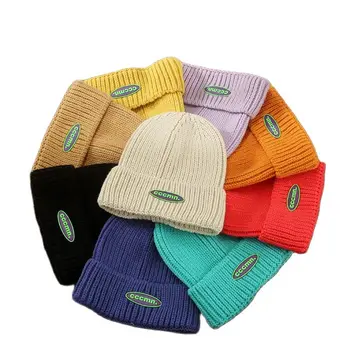 Нова зимна възрастен удебелена акрилна шапчица-бини с логото на cccmn, спортна капачка, Вязаная шапка, Шарени Дамски ски Капачка, skullcap