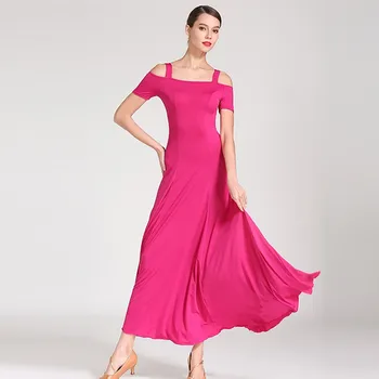розова бална рокля, женски стандартно рокля за танци, облекла за обучение в балната зала, костюми за фламенко, испански рокля, рокля за балната зала на валс