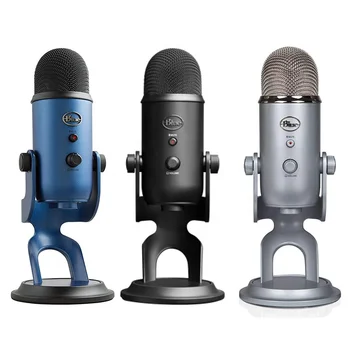 Професионален USB микрофон Logitech Blue Yeti с множество шаблони за записване и стрийминг на Синьо Сребрист Черен по Избор
